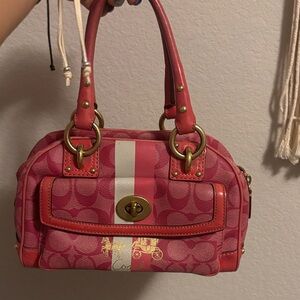 Coach Pink and Cream Satchel with the wallet